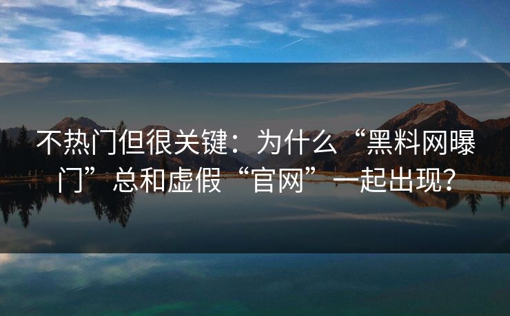 不热门但很关键：为什么“黑料网曝门”总和虚假“官网”一起出现？